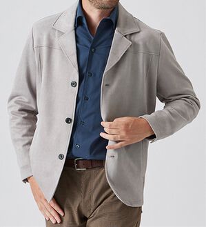 「フェイクスエードドライビングジャケット（メンズニット・セーター）」｜シルバー