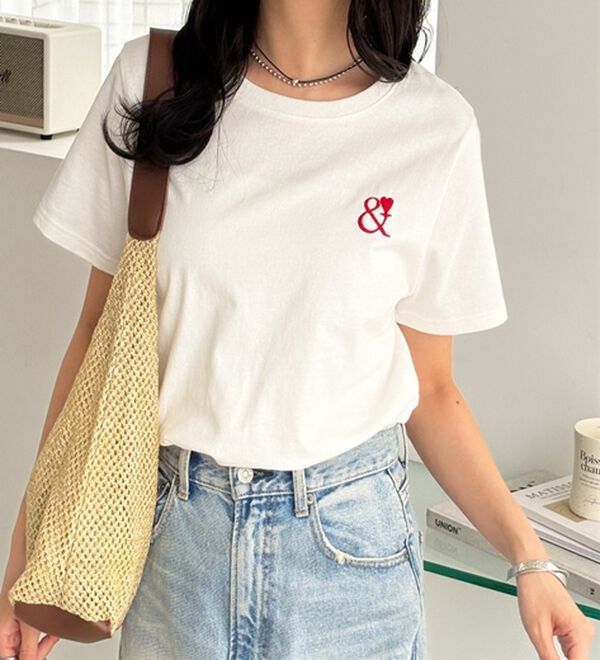 GeeRA（ジーラ）の「アンドハート刺しゅうＴシャツ（Tシャツ）」｜詳細画像