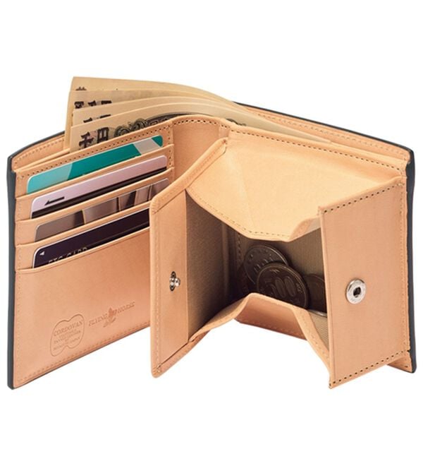 「宮内レザー製コードバン財布　折り財布（メンズ財布・パスケース）」｜詳細画像