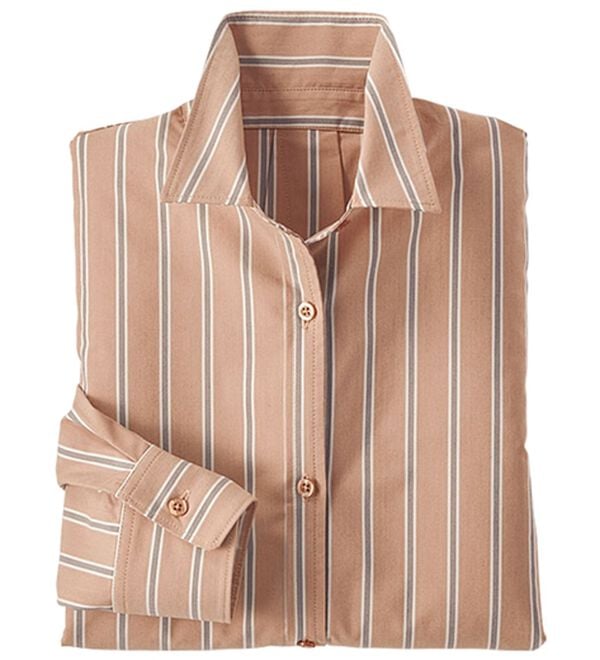 BELLUNA（ベルーナ）の「＜ＳＯＬＯＴＥＸ（Ｒ）＞ストレッチビッグシャツ（シャツ）」｜オレンジストライプ