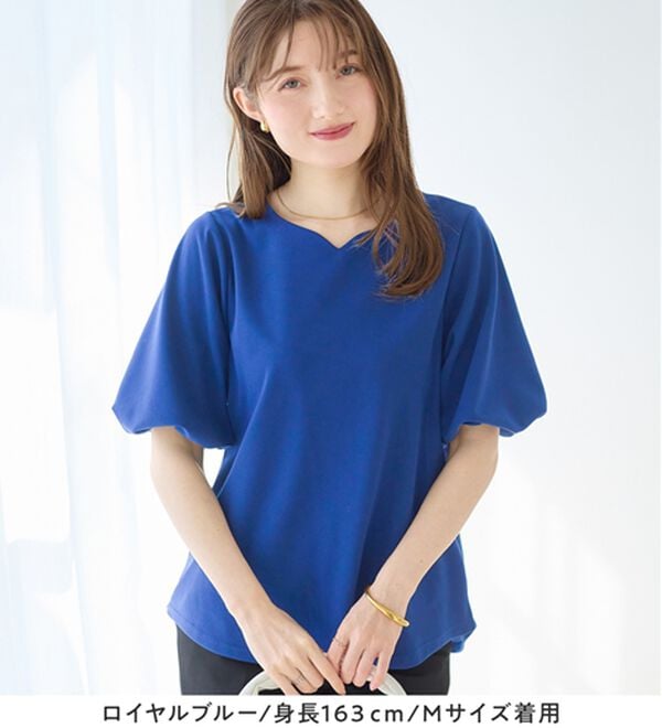 alotta（アロッタ）の「＜６つの機能付＞パフ袖ハートネックブラウスＴシャツ（ブラウス）」｜詳細画像