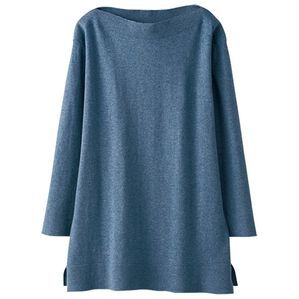 BELLUNA（ベルーナ）の「やわらかな着心地　コットンカシミヤプルオーバー（ニット・セーター）」｜杢ブルー