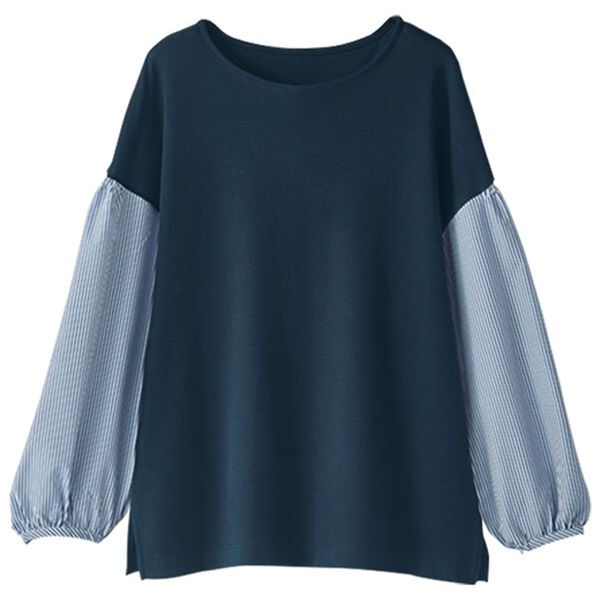 BELLUNA（ベルーナ）の「大人のボリューム袖ブラウス（ブラウス）」｜ネイビー系