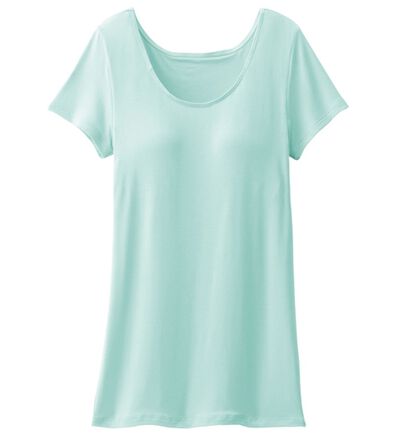 LAVIENNE（ラヴィエンヌ）の「【吸汗速乾】＜さらりラボ＞カップ付半袖インナー（ブラトップ・カップ付きインナー）」