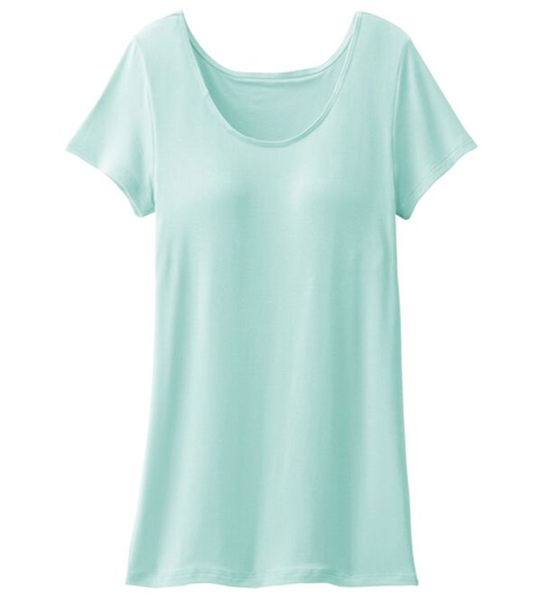 LAVIENNE（ラヴィエンヌ）の「【吸汗速乾】＜さらりラボ＞カップ付半袖インナー（ブラトップ・カップ付きインナー）」｜ミント