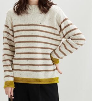 BELLUNA（ベルーナ）の「カラーネップ入り配色ボーダープルオーバー（カットソー）」｜イエロー系
