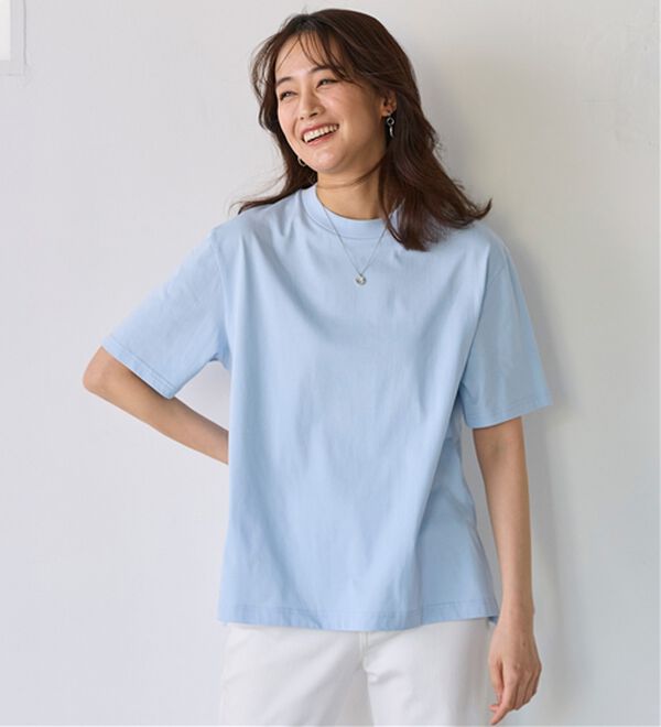 BELLUNA（ベルーナ）の「【汗ジミ対策◎】＜エアリーアイスコットン＞オーバーサイズＴシャツ【選べる袖丈】（カットソー）」｜詳細画像