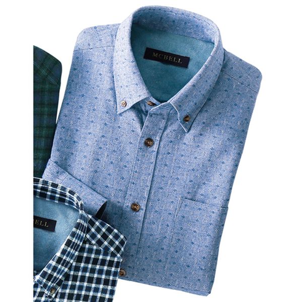 「＜マクベル＞新感覚大人の暖か起毛シャツ（メンズシャツ）」｜ブルー