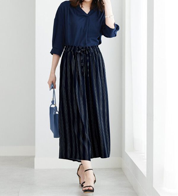 BELLUNA（ベルーナ）の「【接触冷感】レーヨン素材プリントワイドパンツ（ワイドパンツ・ガウチョ）」｜詳細画像