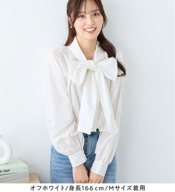 alotta（アロッタ）の「前後２ＷＡＹボウタイデザインシャツブラウス（ブラウス）」｜詳細画像