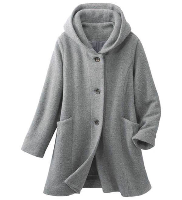 ルフラン（ルフラン）の「ブークレ素材フードデザインコート（ロングコート）」｜グレー