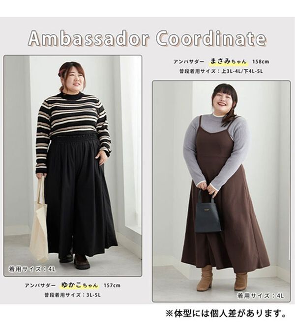 A HAPPY MARILYN（アハッピーマリリン）の「【ＬＬ～６Ｌ】＜新色追加＞Ｔシャツ感覚で着れるカメレオン級の着回しが叶うリブニット（ニット・セーター）」｜詳細画像