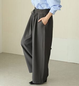A HAPPY MARILYN（アハッピーマリリン）の「【Ｍ～６Ｌ】ラクして高見え！着痩せとろみイージーパンツ（フルレングスパンツ）」｜チャコール