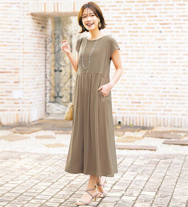 ルフラン（ルフラン）の「爽やか！メッシュニット＆ロングワンピース（アンサンブル）」｜詳細画像