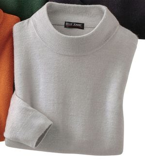 「カシミヤタッチやわらかハイネックセーター（メンズニット・セーター）」｜杢グレー