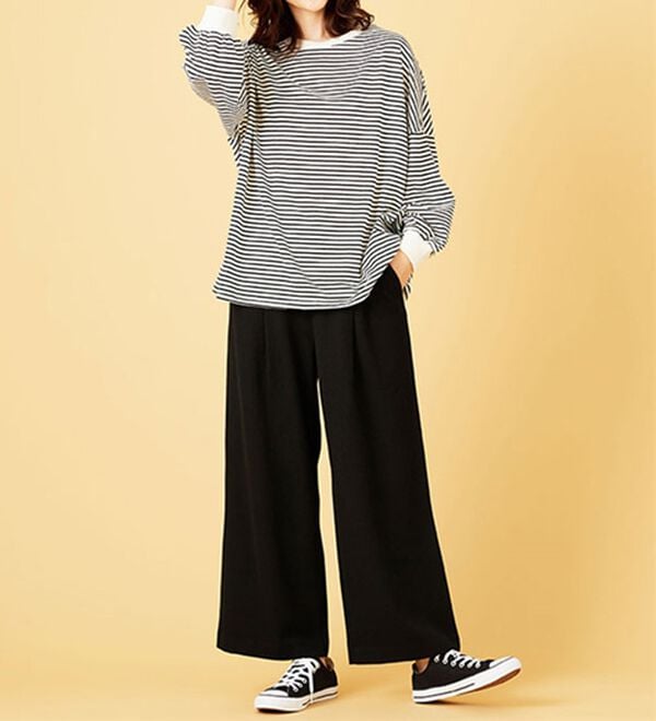 BELLUNA（ベルーナ）の「サマ見え（スーパーウォーム）ウール調ボタン使いワイドパンツ（ワイドパンツ・ガウチョ）」｜詳細画像