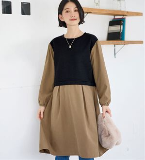 Viola e Viola（ヴィオラ エ ヴィオラ）の「時短コーデ楽ちんドッキングワンピース（ドッキングワンピース）」｜ブラックモカ