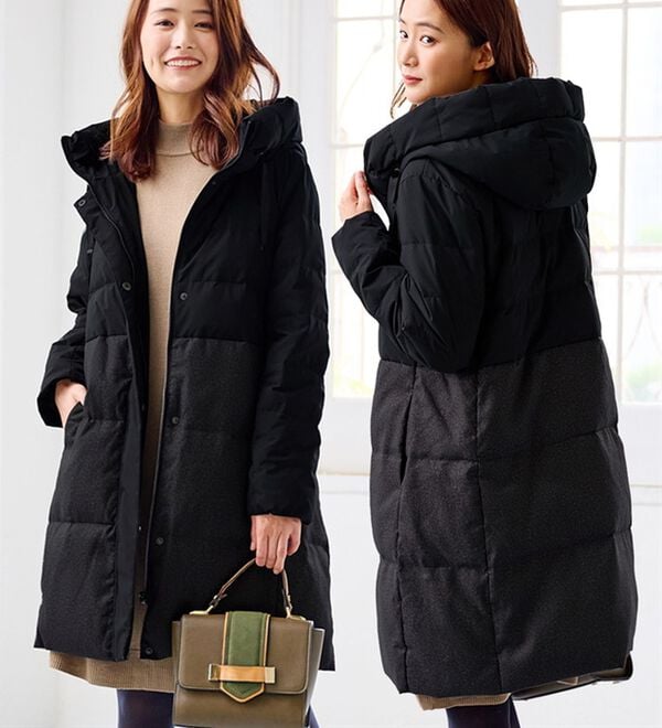 RANAN（ラナン）の「異素材切替ロング丈ダウンコート（ハーフコート）」｜詳細画像