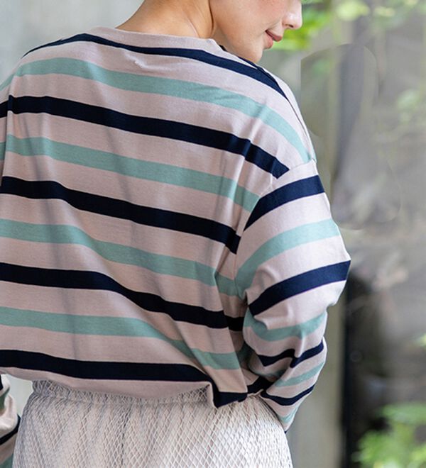 BELLUNA（ベルーナ）の「綿１００％配色ボーダープルオーバー（カットソー）」｜詳細画像