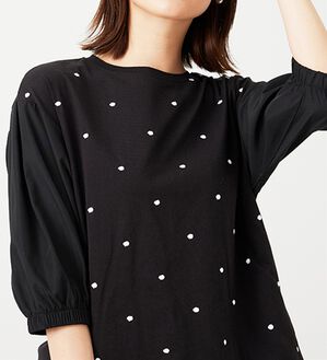 BELLUNA（ベルーナ）の「ドット刺しゅうデザイン袖切替プルオーバー（カットソー）」｜詳細画像