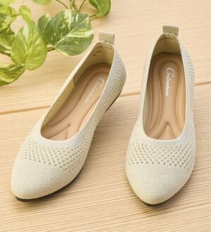 「洗える！軽っとふんわりニットシューズ（フラットシューズ）」｜シルバー