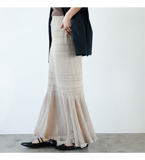 GeeRA（ジーラ）の「クロシェ編風ニットスカート（ロングスカート）」｜詳細画像