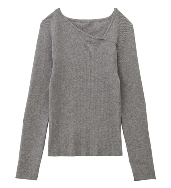 GeeRA（ジーラ）の「アシメネック袖ボタン付リブニット（ニット・セーター）」｜詳細画像