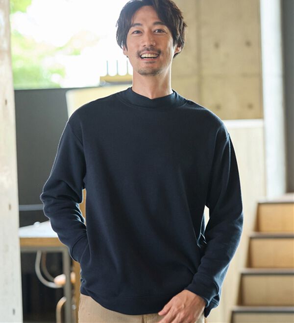 REMEN'S（リメンズ）の「【裏起毛】スタンドネックトレーナー（メンズトレーナー）」｜ネイビー