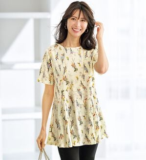 BELLUNA（ベルーナ）の「冷感フレアーシルエットプリントチュニック（チュニック）」｜ボタニカル柄
