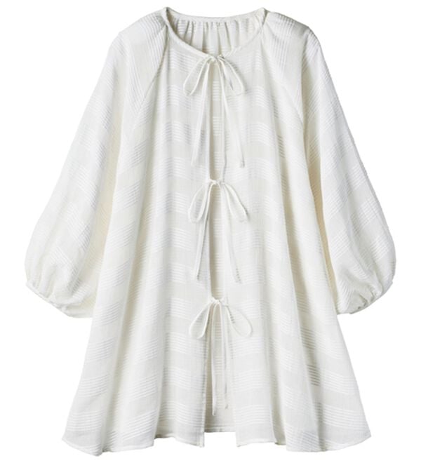 ルフラン（ルフラン）の「ゆるぽわ＊綿１００％リボンブラウス（ブラウス）」｜オフ白