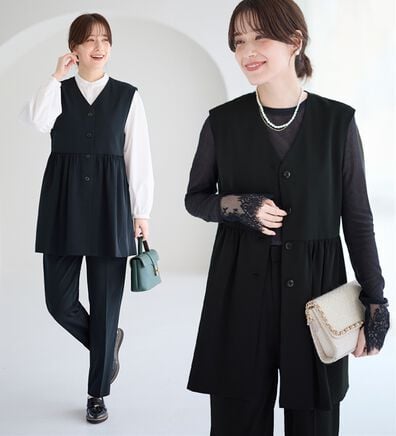 Viola e Viola（ヴィオラ エ ヴィオラ）の「【３点セット】コーデ決まるペプラムジレセットスーツ（パンツスーツ）」