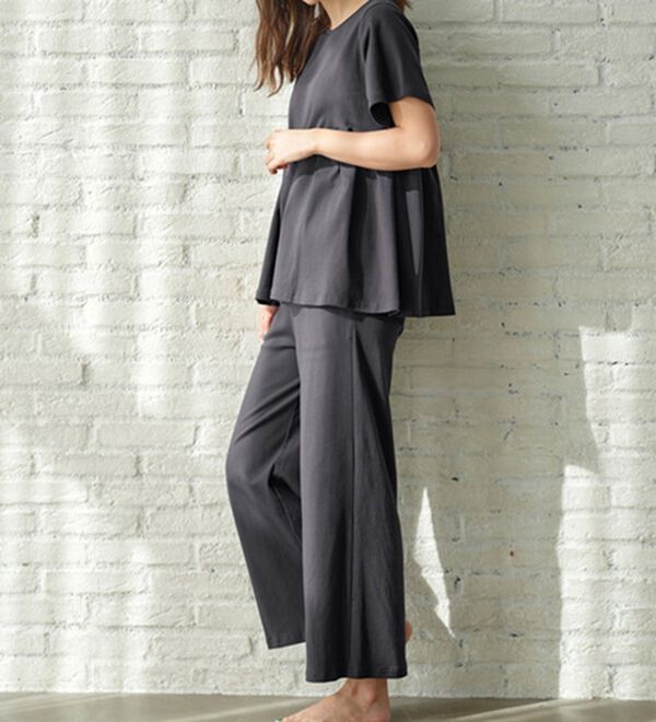 YU'NOW（ユナウ）の「【２点セット】コットン１００％シルケットスムースルームウェアセット（パジャマ・ルームウェア）」｜詳細画像