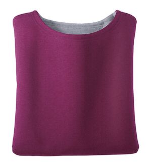 BELLUNA（ベルーナ）の「裏フリース配色プルオーバー（カットソー）」｜ワイン