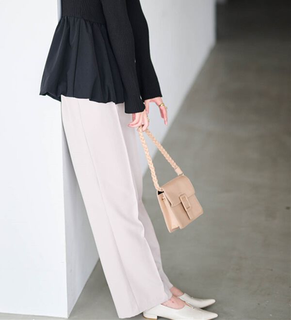 RANAN（ラナン）の「裏起毛美脚シルエットピンタックワイドパンツ（フルレングスパンツ）」｜詳細画像