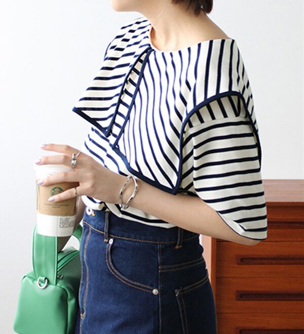 GeeRA（ジーラ）の「セーラーカラーボーダーカットソー（カットソー）」｜詳細画像