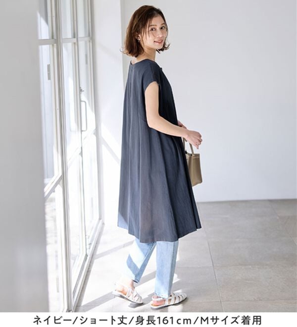 Viola e Viola（ヴィオラ エ ヴィオラ）の「【選べる２丈】綿１００％タック使いワンピース＜Ｓ～４Ｌ＞（チュニックワンピース）」｜詳細画像