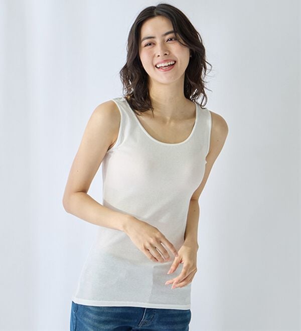 LAVIENNE（ラヴィエンヌ）の「【ムレ嫌いさん必見！】綿１００％涼しいタンクトップインナー＜さらりラボ＞（肌着・インナーウェア）」｜詳細画像