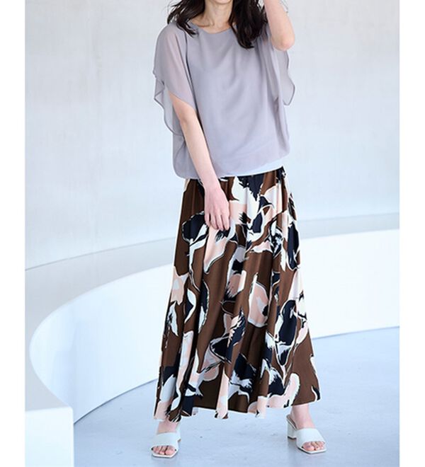 ボタニカル柄フレアーロングスカート - ベルーナ【公式】