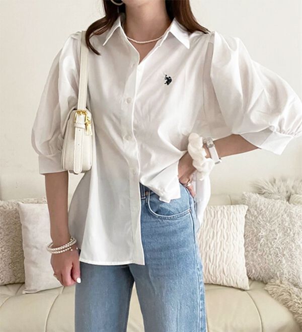 GeeRA（ジーラ）の「【Ｕ．Ｓ．　ＰＯＬＯ　ＡＳＳＮ．】ボリューム袖シャツブラウス（ブラウス）」｜詳細画像