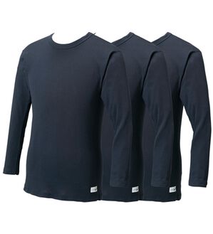 「【３枚組】＜クロコダイル＞肌に優しい綿１００％ケアコットン（Ｒ）インナー（メンズ肌着・インナーウェア）」｜ネイビー3枚組 長袖丸首