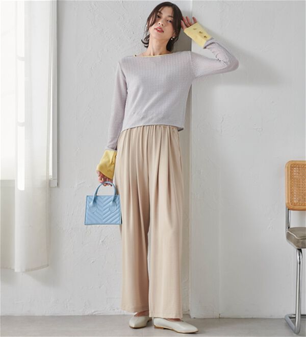 RANAN（ラナン）の「ひんやり！リラックスタックワイドパンツ（ワイドパンツ・ガウチョ）」｜詳細画像