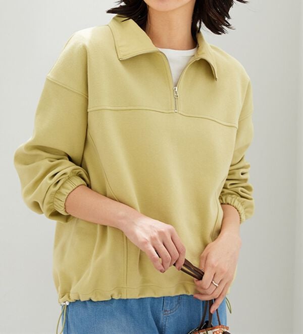 BELLUNA（ベルーナ）の「異素材使いハーフジッププルオーバー（カットソー）」｜詳細画像