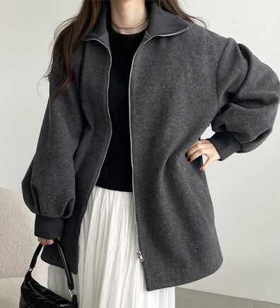 GeeRA（ジーラ）の「配色リブ衿ミドルＺＩＰコート（ハーフコート）」