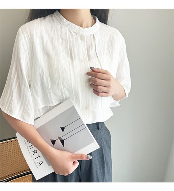 GeeRA（ジーラ）の「バンドカラーシアーストライプシャツ（シャツ）」｜詳細画像