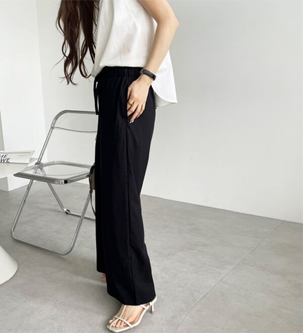 GeeRA（ジーラ）の「冷感リネン風イージーワイドパンツ（ワイドパンツ・ガウチョ）」｜詳細画像