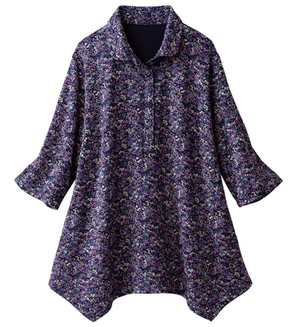 ルフラン（ルフラン）の「日本製ちび衿ニットちりめんブラウス（ブラウス）」｜詳細画像