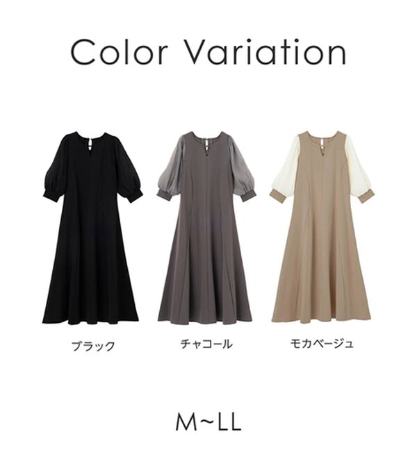 GeeRA（ジーラ）の「袖楊柳シアー美ラインワンピース（カットソーワンピース）」｜詳細画像