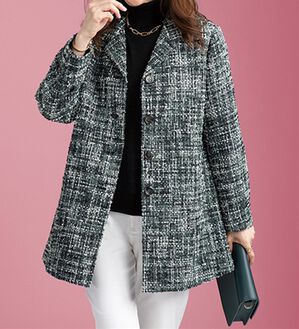 ルフラン（ルフラン）の「シルク混ツイードロングジャケット（その他ジャケット）」｜グリーン系