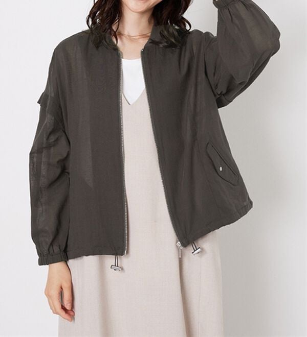 BELLUNA（ベルーナ）の「麻調素材リブ使いシアーブルゾンジャケット（ブルゾン）」｜詳細画像