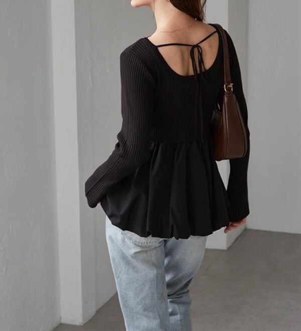 RANAN（ラナン）の「裾バルーンドッキングリブニット（ニット・セーター）」｜詳細画像